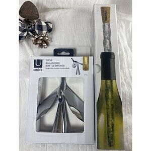 Umbra Tipsy Balancing Bottle Opener Corkcicle Wine Chiller Bar Gift Set Alcohol